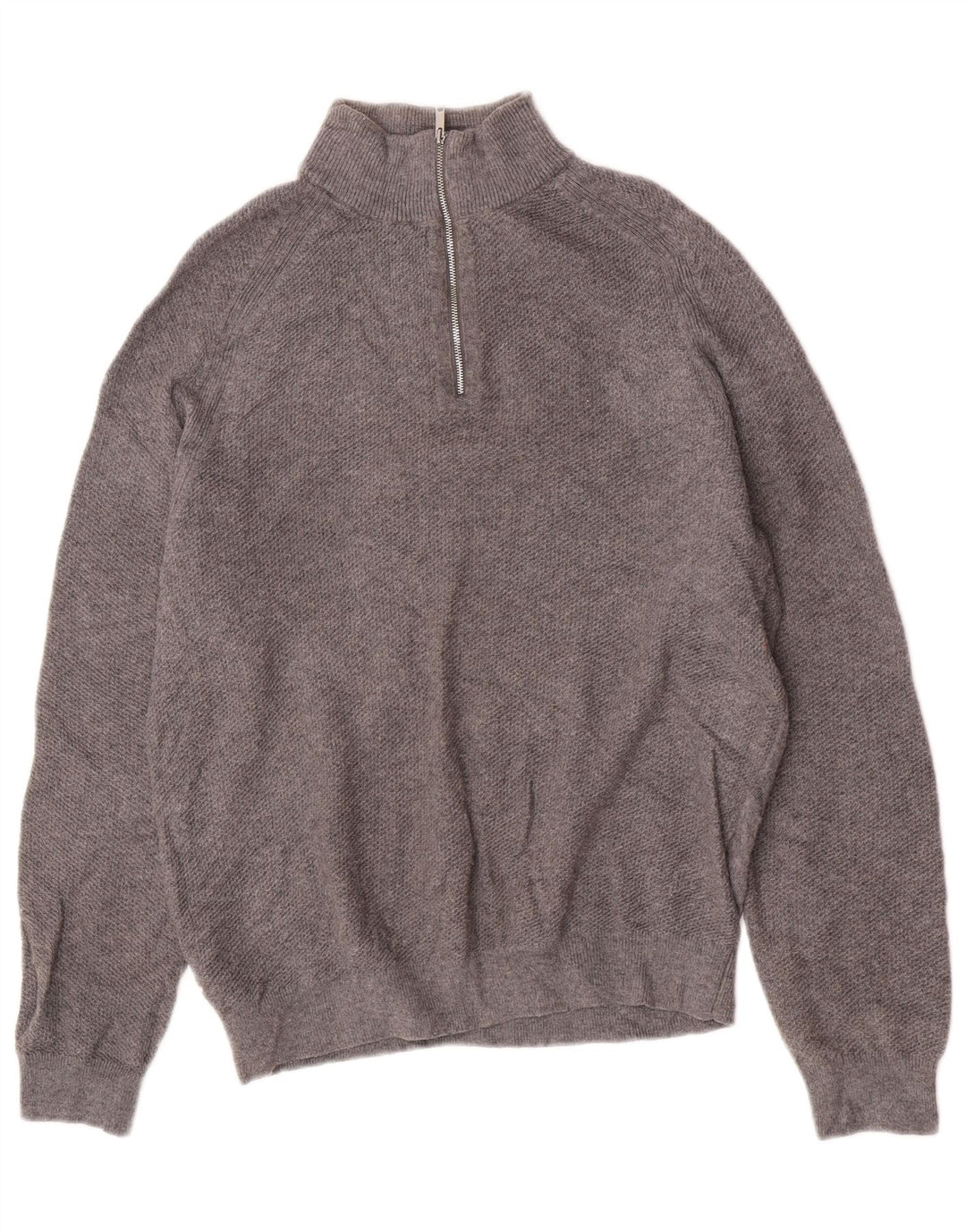 Reiss Mens Zip Neck Jumper Sweater Medium Grey Wool