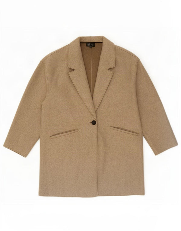 Zara Womens Trafaluc Overcoat UK 16 Large Beige Polyester