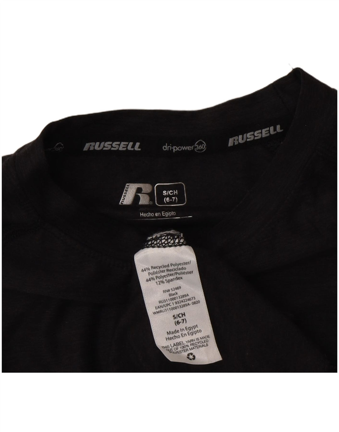 Russell Athletic Boys Dri-Power Top Long Sleeve 6-7 Years Small Black