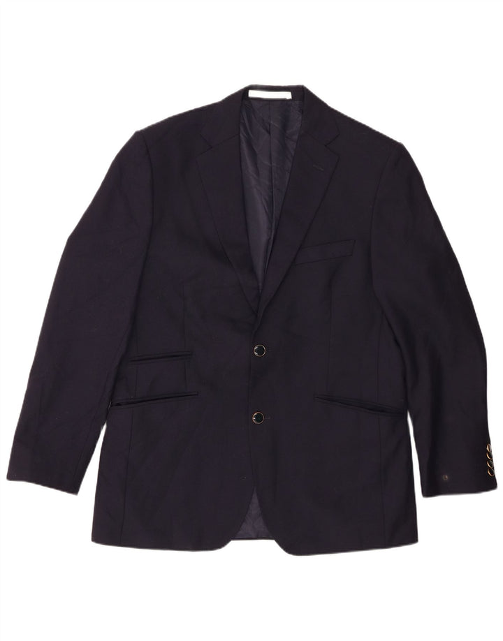 Marks & Spencer Mens 2 Button Blazer Jacket UK 40 Medium Navy Blue Wool