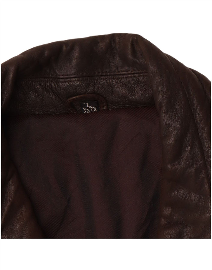 VINTAGE Mens Leather Jacket IT 52/54 Large Brown Leather
