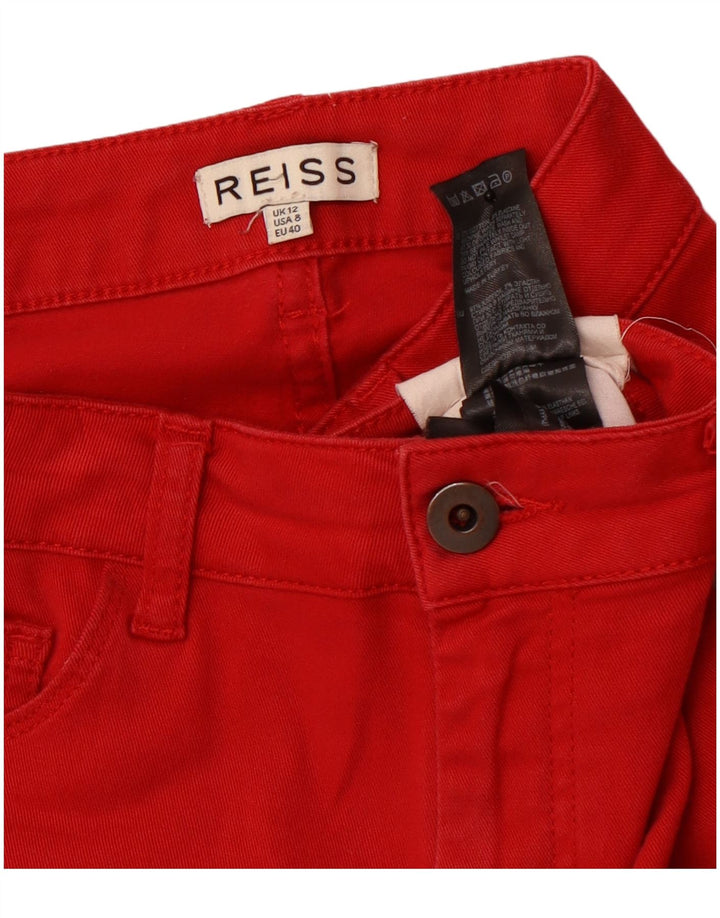REISS Womens Skinny Casual Trousers UK 12 Medium W30 L32 Red Cotton