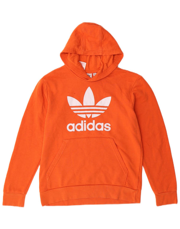 ADIDAS Boys Graphic Hoodie Jumper 12-13 Years Orange Cotton