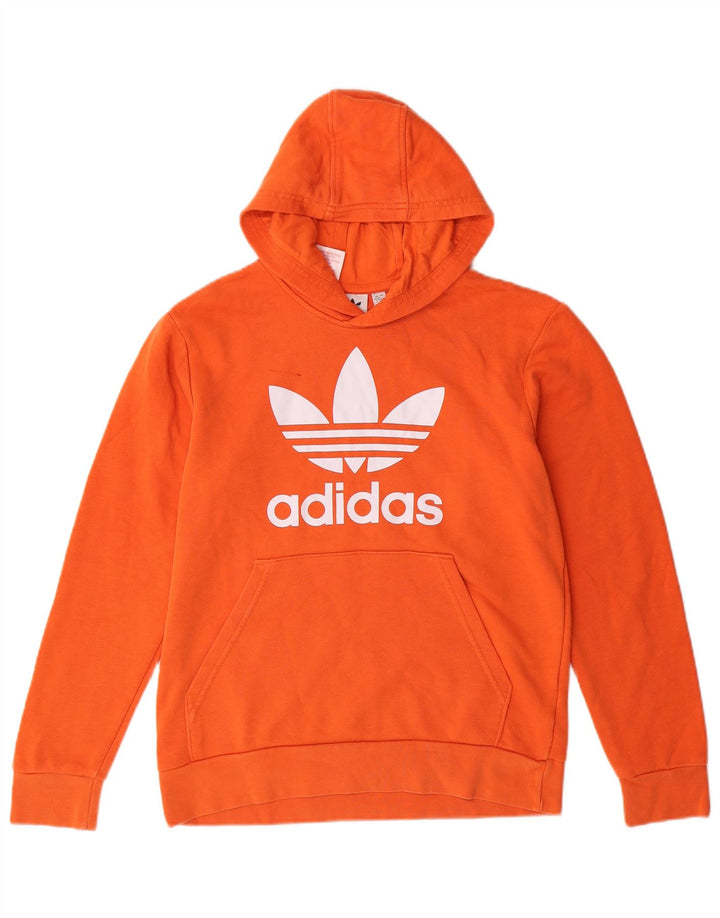 ADIDAS Boys Graphic Hoodie Jumper 12-13 Years Orange Cotton