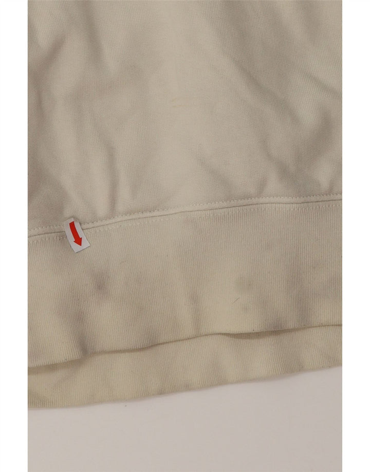 ADIDAS Womens Hoodie Jumper UK 14 Medium Off White Cotton