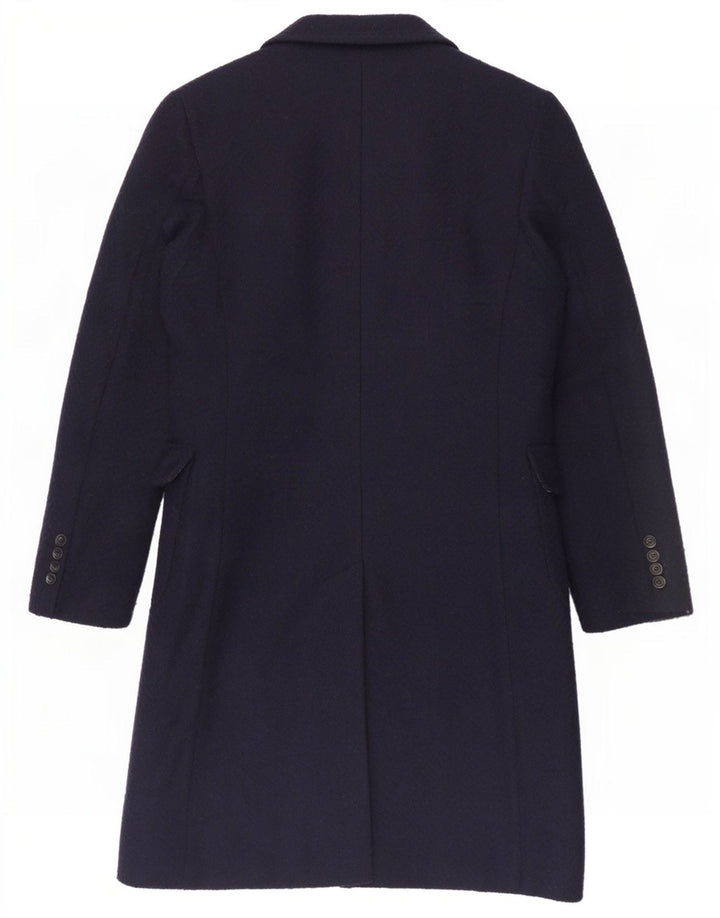 Gianni Feraud Womens Overcoat UK 14 Large Navy Blue Chevron Polyester