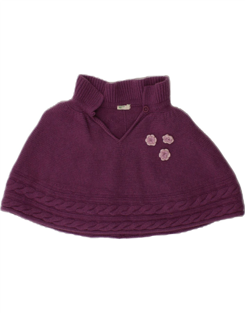 BENETTON Baby Girls Poncho Jumper 0-3 Months  Purple Wool Vintage Benetton and Second-Hand Benetton from Messina Hembry 
