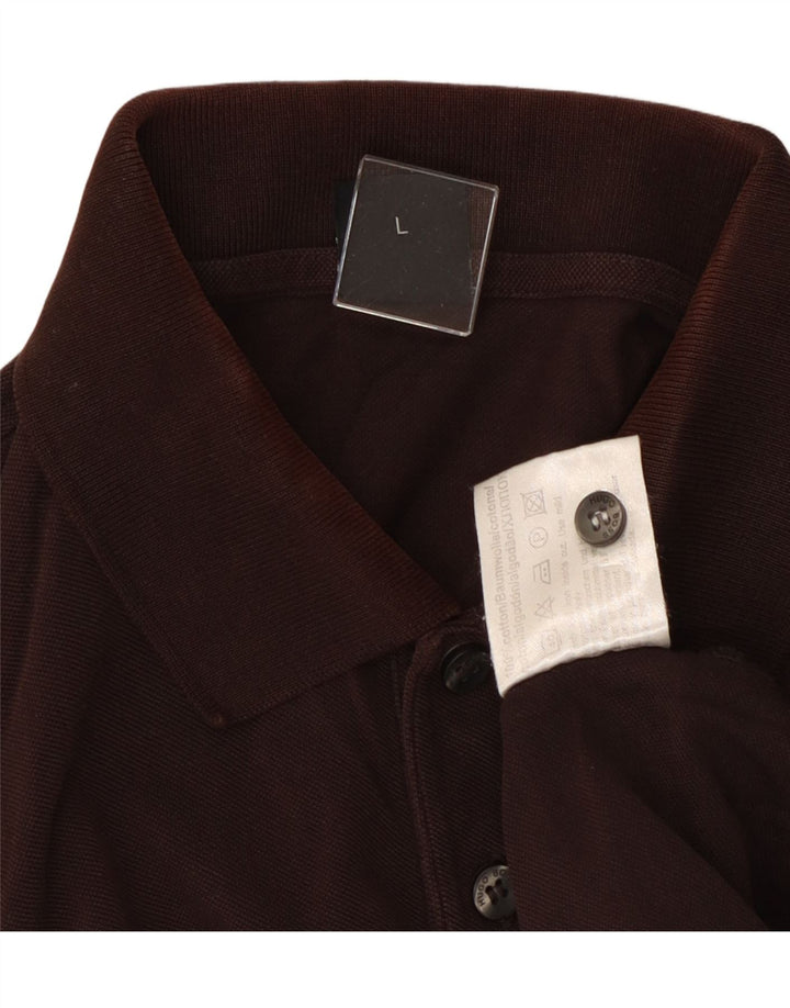 Hugo Boss Mens Polo Shirt Large Brown Cotton