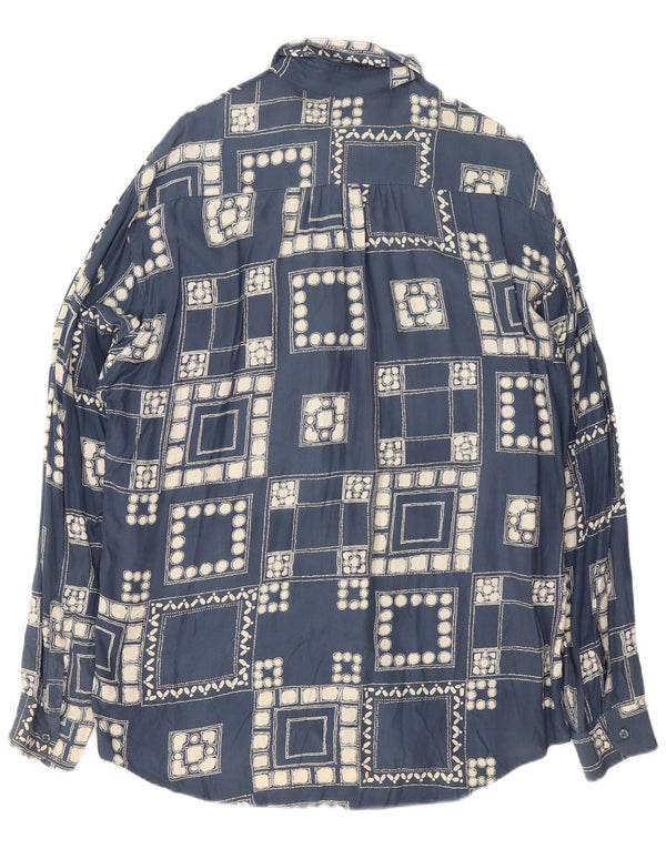 VINTAGE Mens Shirt Large Navy Blue Geometric