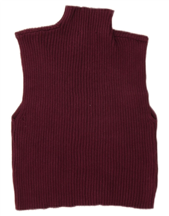 ZARA Womens Crop Vest Tank Top UK 12 Medium Burgundy Viscose