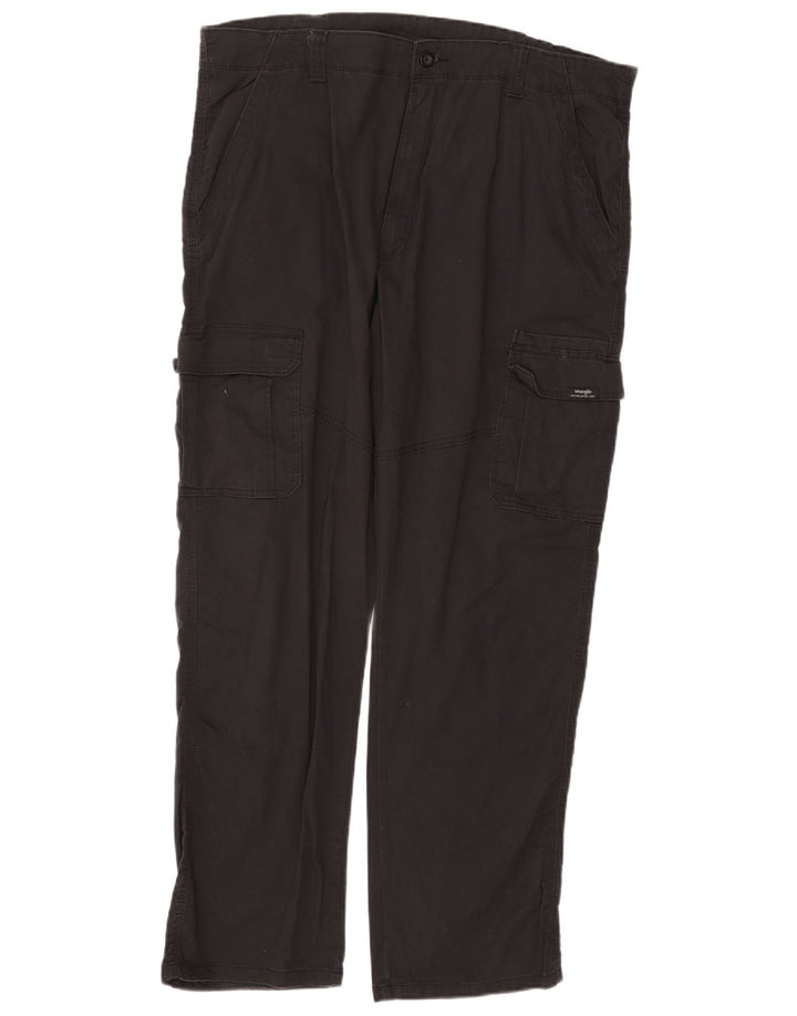 WRANGLER Mens Straight Cargo Trousers W40 L32 Black Cotton
