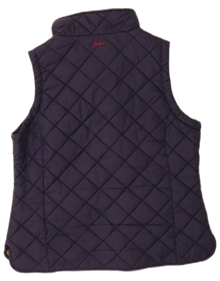 JOULES Womens Quilted Gilet UK 14 Large  Navy Blue Polyamide