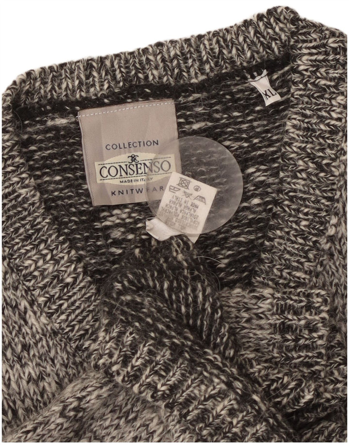 Consenso Mens V-Neck Jumper Sweater XL Grey Flecked Wool