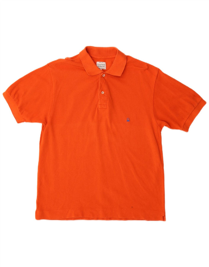 Benetton Mens Polo Shirt Medium Orange Cotton