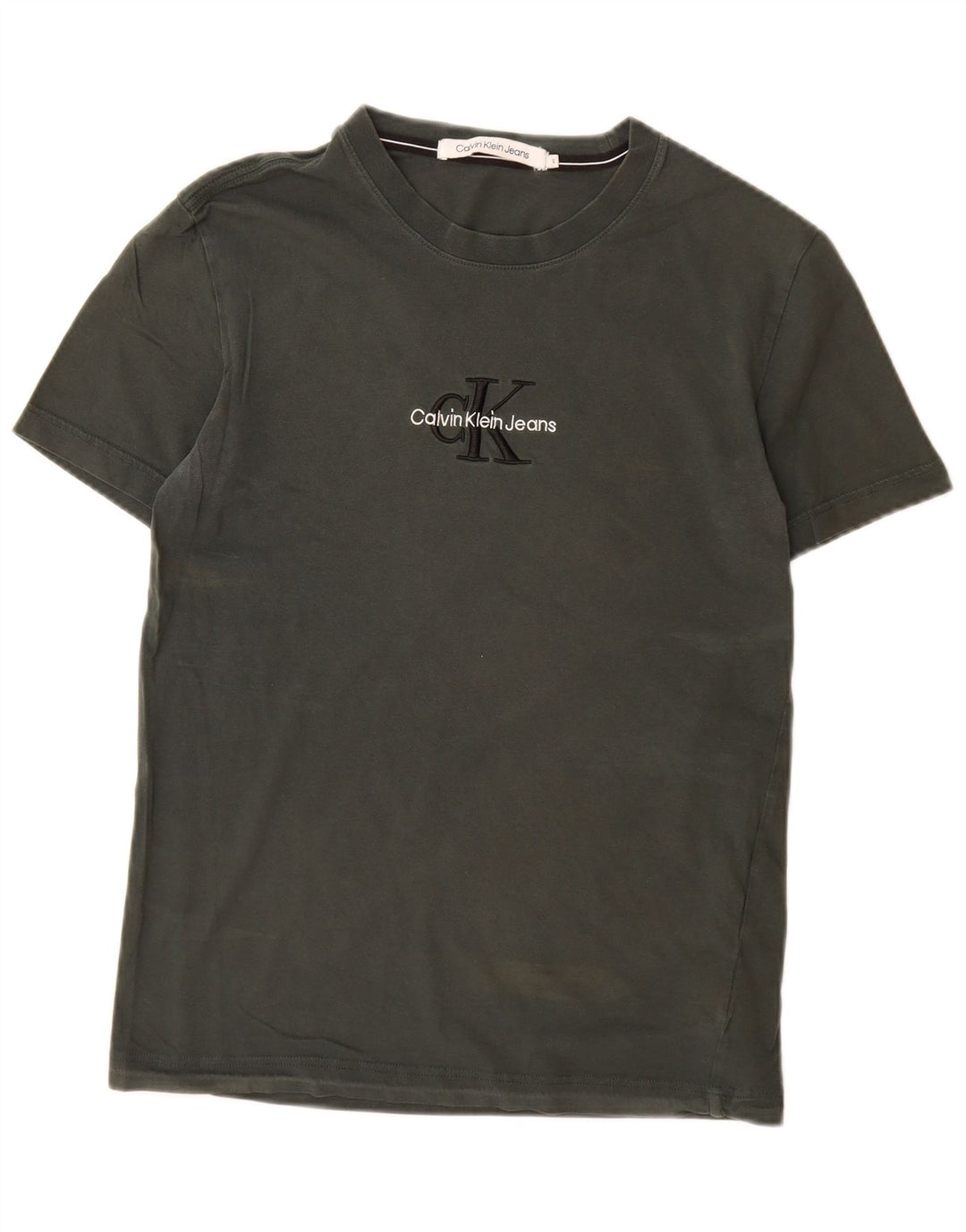 CALVIN KLEIN JEANS Mens Graphic T-Shirt Top Small Khaki Cotton