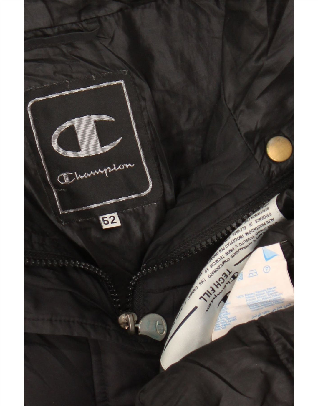 Champion Womens Padded Jacket IT 52 2XL Black Polyester