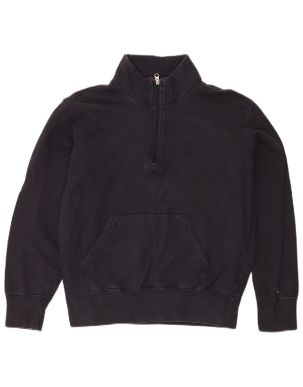 Champion Mens Zip Neck Sweatshirt Jumper Medium Navy Blue Cotton