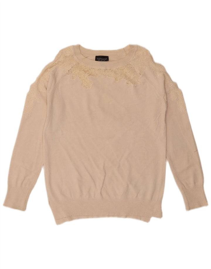 Topshop Womens Boat Neck Jumper Sweater UK 8 Small  Beige