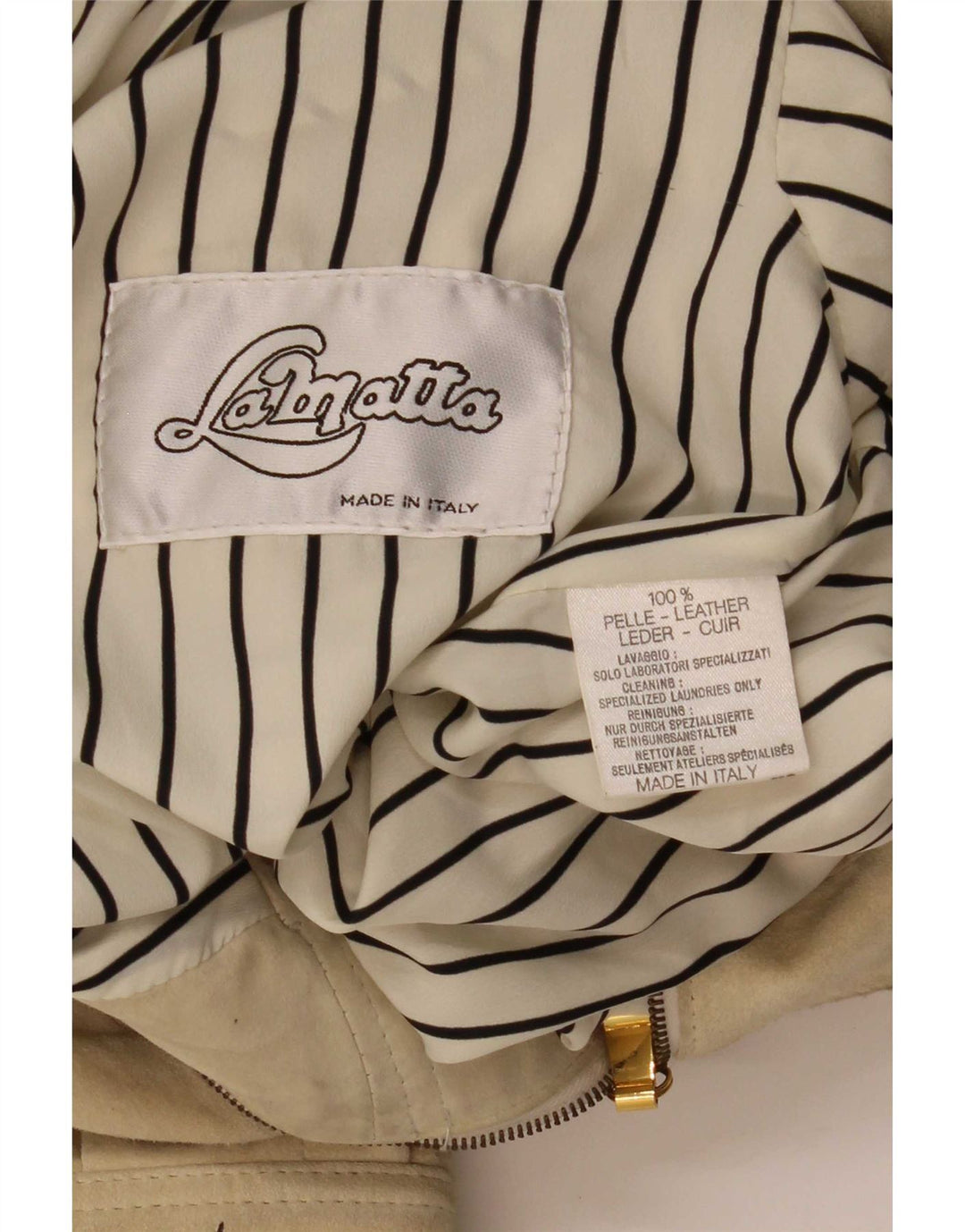 Lamatta Womens Oversized Crop Suede Bomber Jacket UK 16 Large Beige Leather