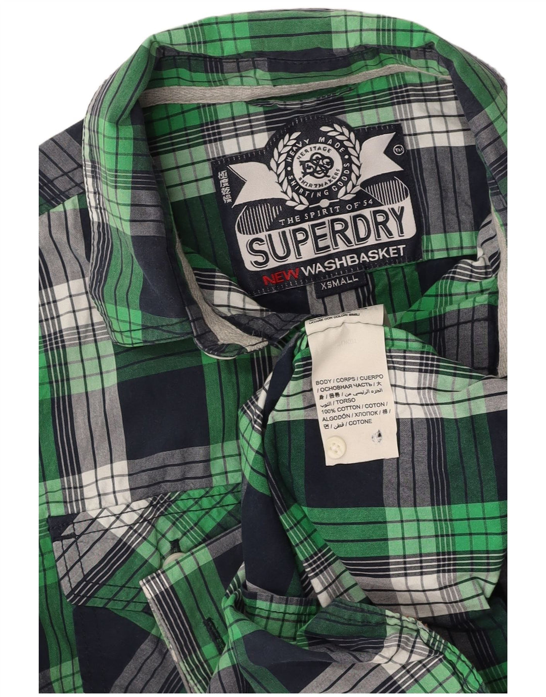 SUPERDRY Mens Shirt XS Navy Blue Check Cotton