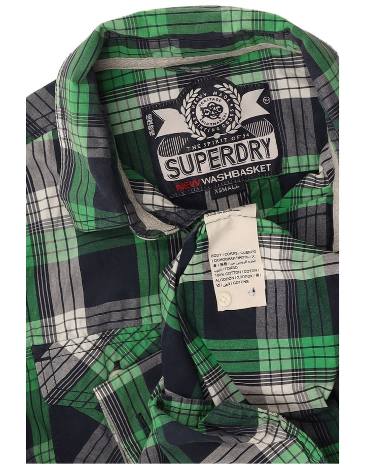 SUPERDRY Mens Shirt XS Navy Blue Check Cotton