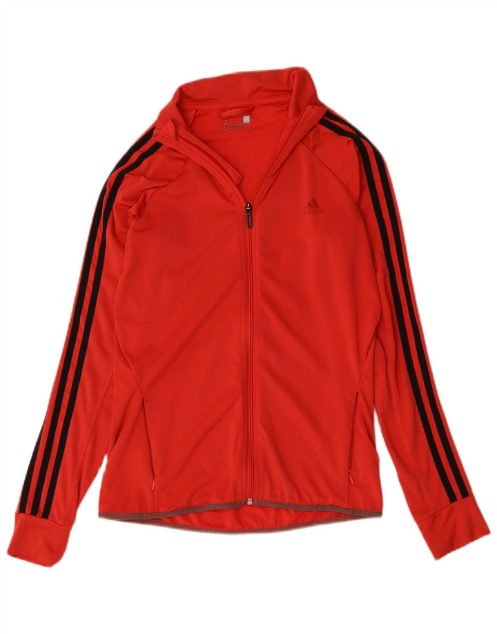 Adidas Womens Climalite Tracksuit Top Jacket UK 8/10 Small Red Polyester