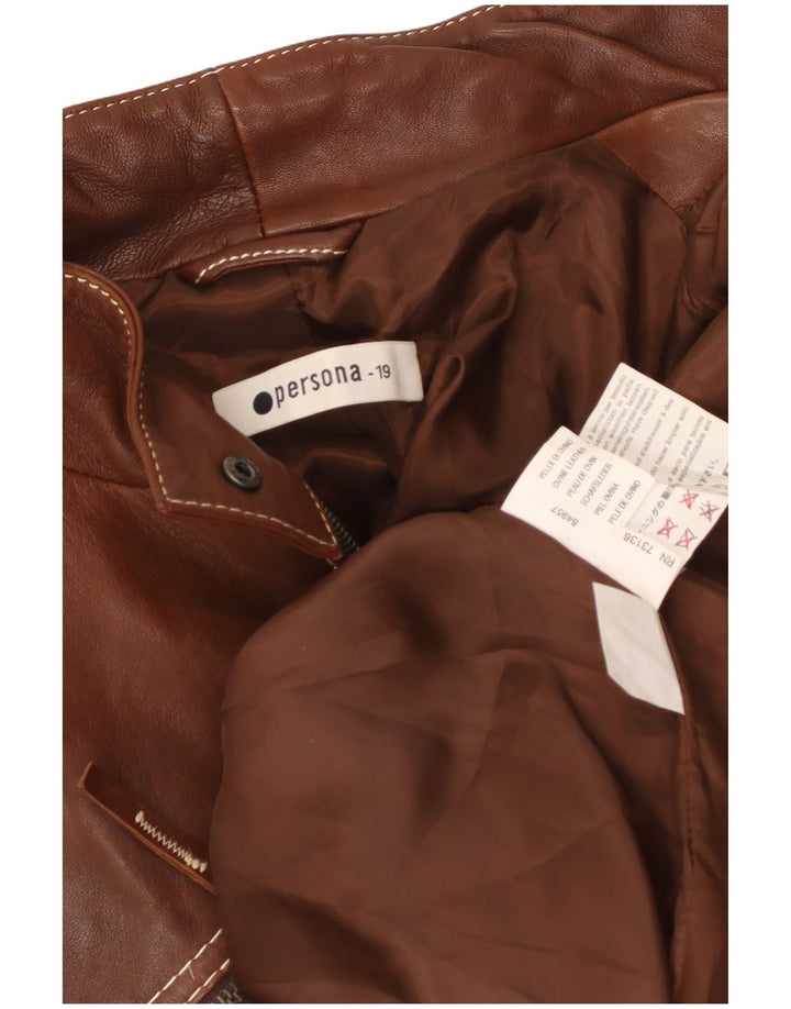 Persona Womens Oversized Leather Jacket Size 19 Small Brown Leather
