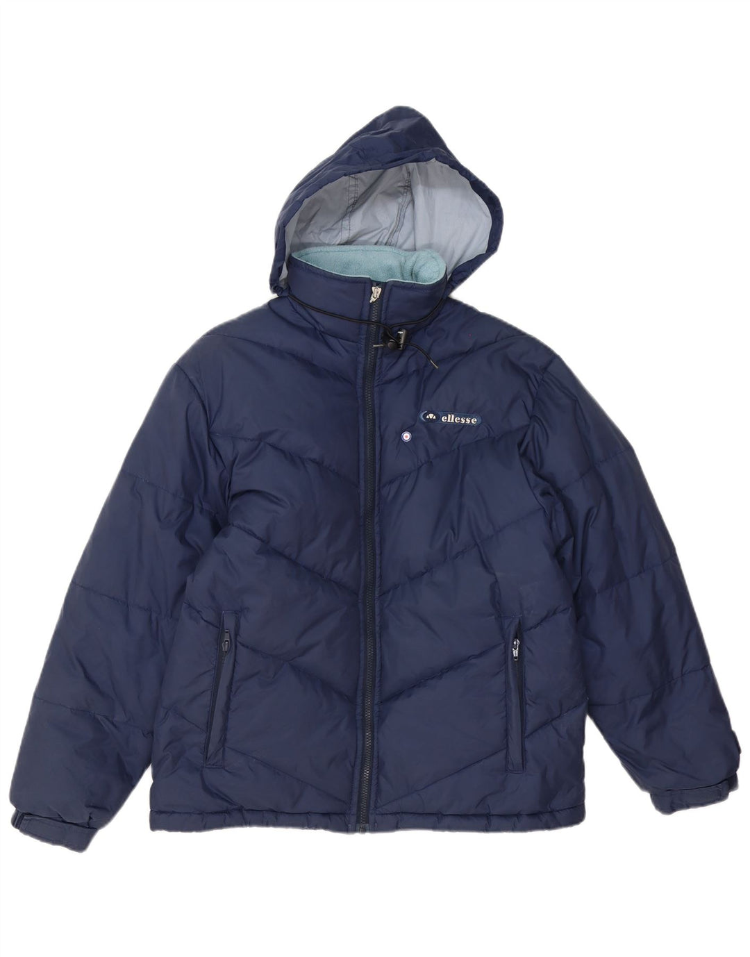 Ellesse Womens Hooded Padded Jacket UK 12 Medium Navy Blue Polyester