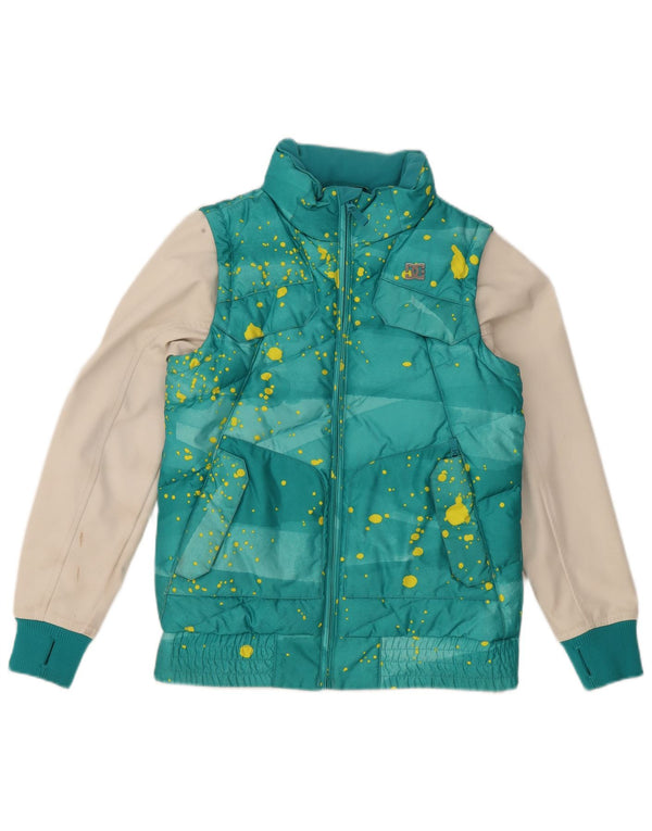 DC Mens Padded Jacket Small Turquoise Colourblock Polyester
