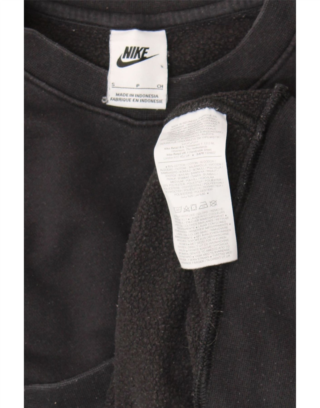 Nike Mens Sweatshirt Jumper Small Black Cotton