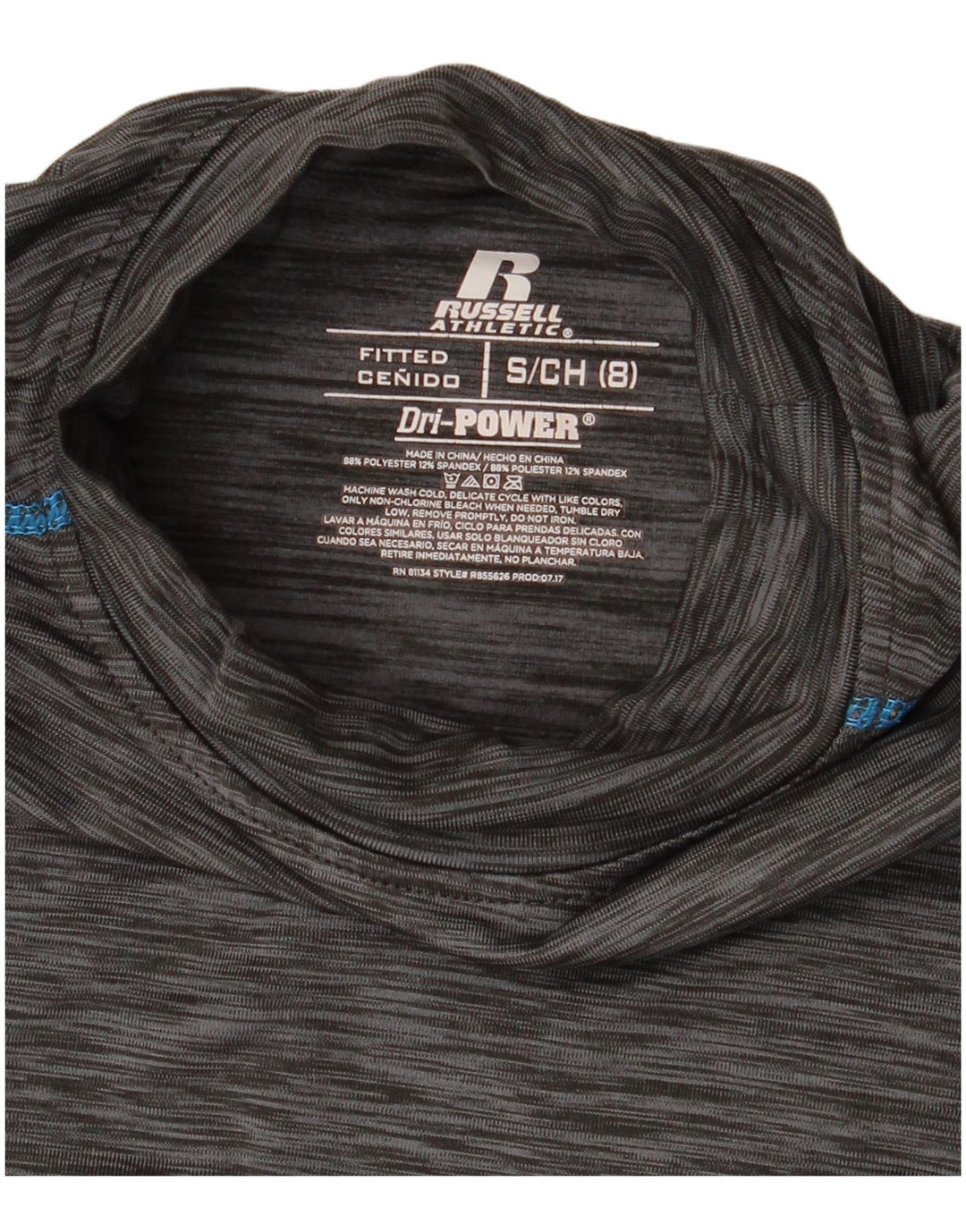 Russell Athletic Boys Top Long Sleeve 7-8 Years Small Grey Flecked