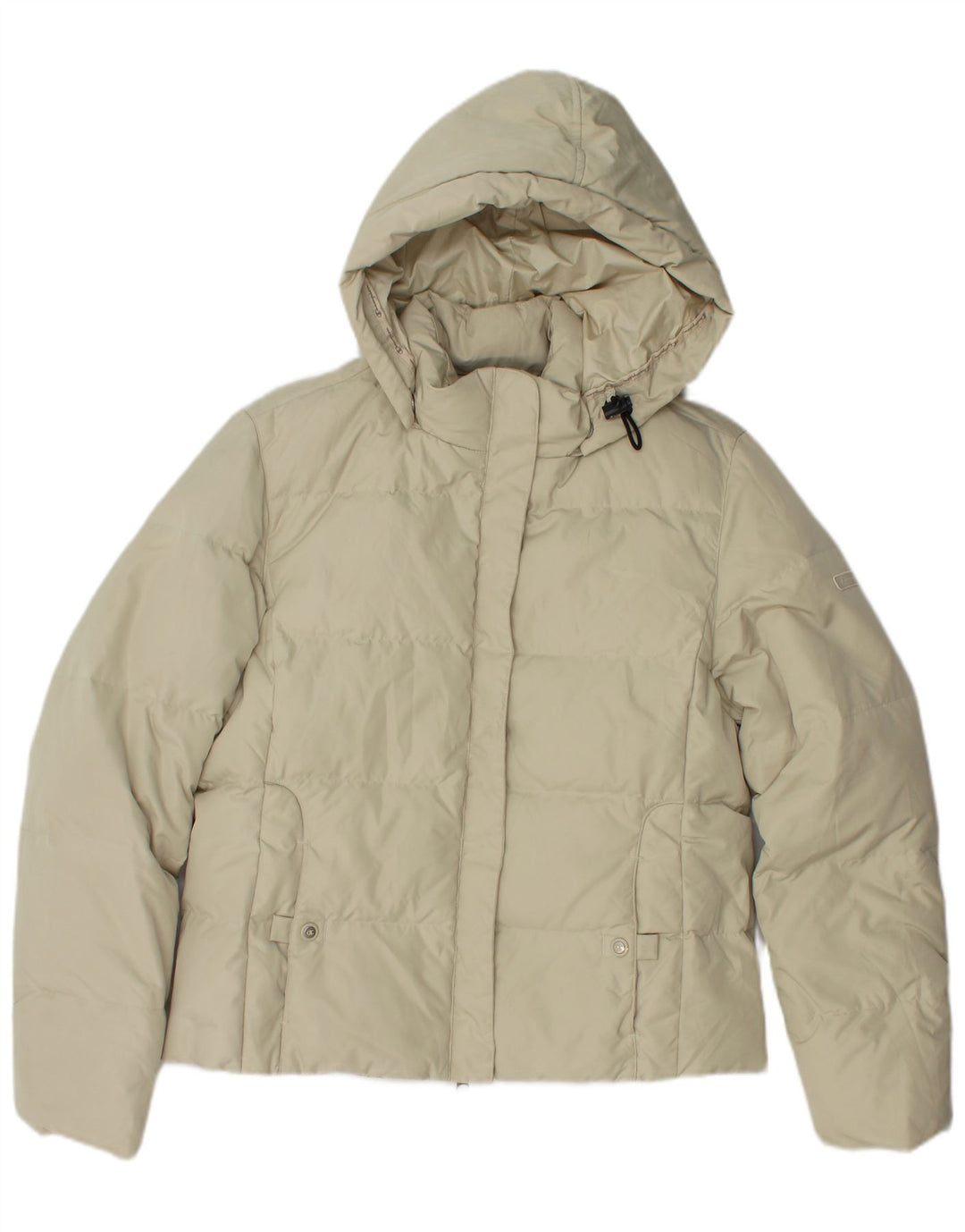 CHAMPION Womens Hooded Padded Jacket UK 14 Medium Off White Polyester
