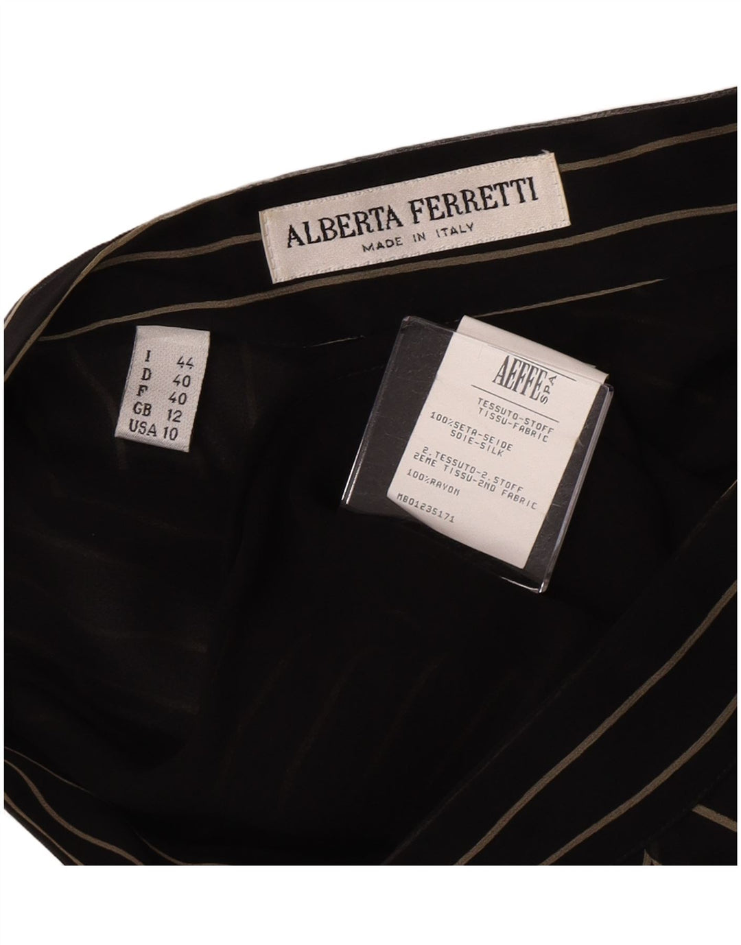 Alberta Ferretti Womens A-Line Skirt UK 12 Medium W28  Black Striped Silk