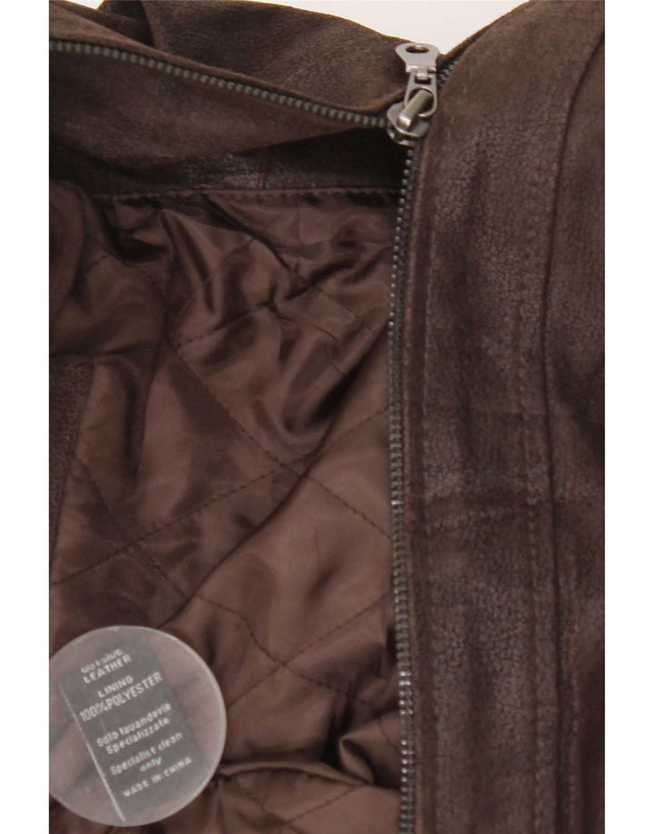 Bata and More Mens Military Leather Jacket IT 54 2XL Brown