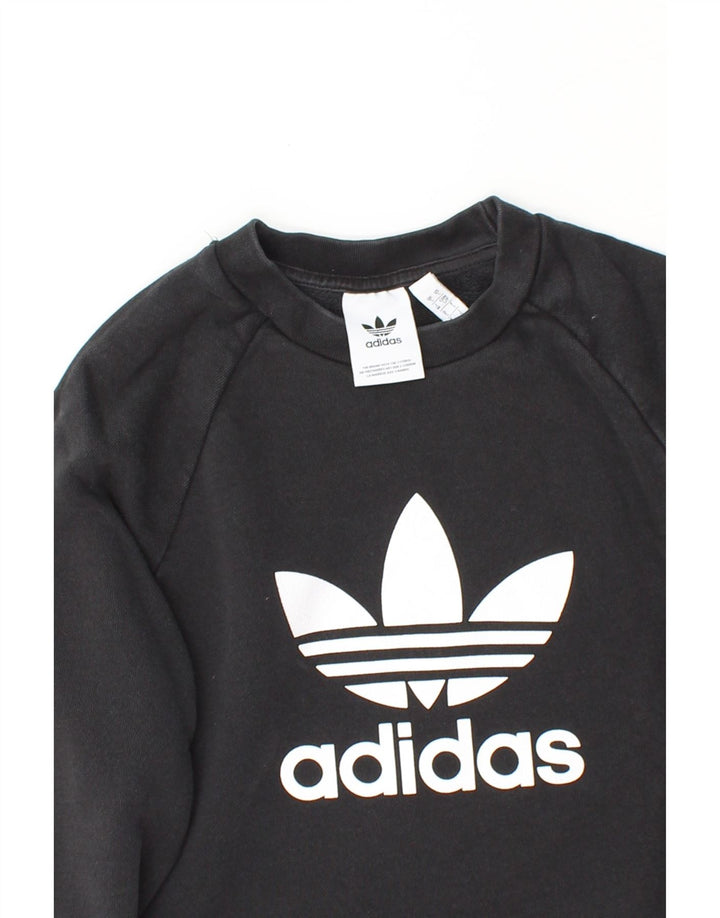 ADIDAS Mens Graphic Sweatshirt Jumper Small Black Cotton Vintage Adidas and Second-Hand Adidas from Messina Hembry 