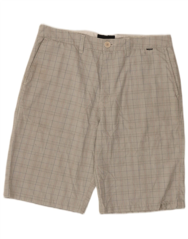 Hurley Mens Chino Shorts W32 Medium Beige Check Polyester