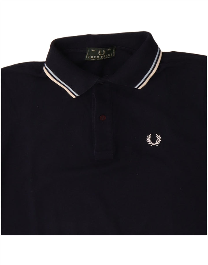 FRED PERRY Mens Polo Shirt Small Navy Blue Cotton
