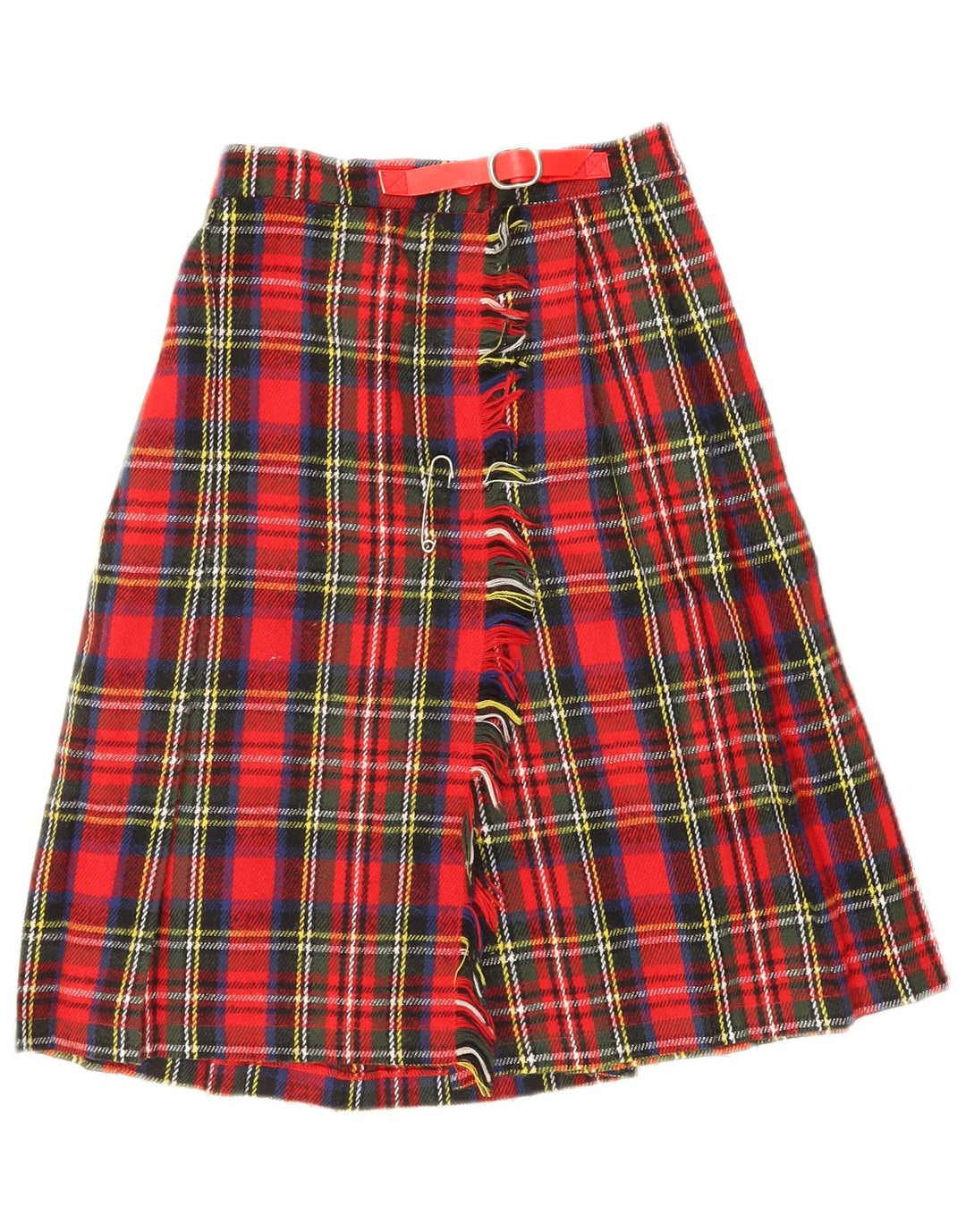C & A Womens Wrap Skirt W24 XS Red Plaid Acrylic