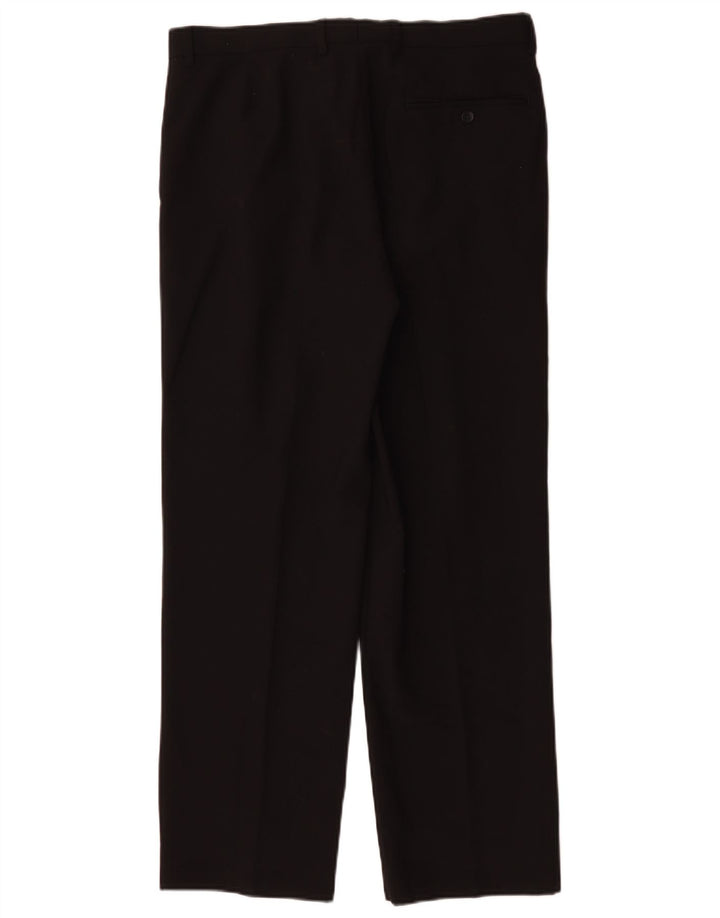 Marks & Spencer Mens Tailored Pegged Suit Trousers W34 L29 Black Polyester
