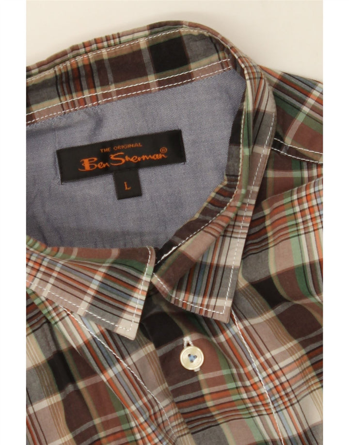BEN SHERMAN Mens Shirt Large Brown Check Vintage Ben Sherman and Second-Hand Ben Sherman from Messina Hembry 