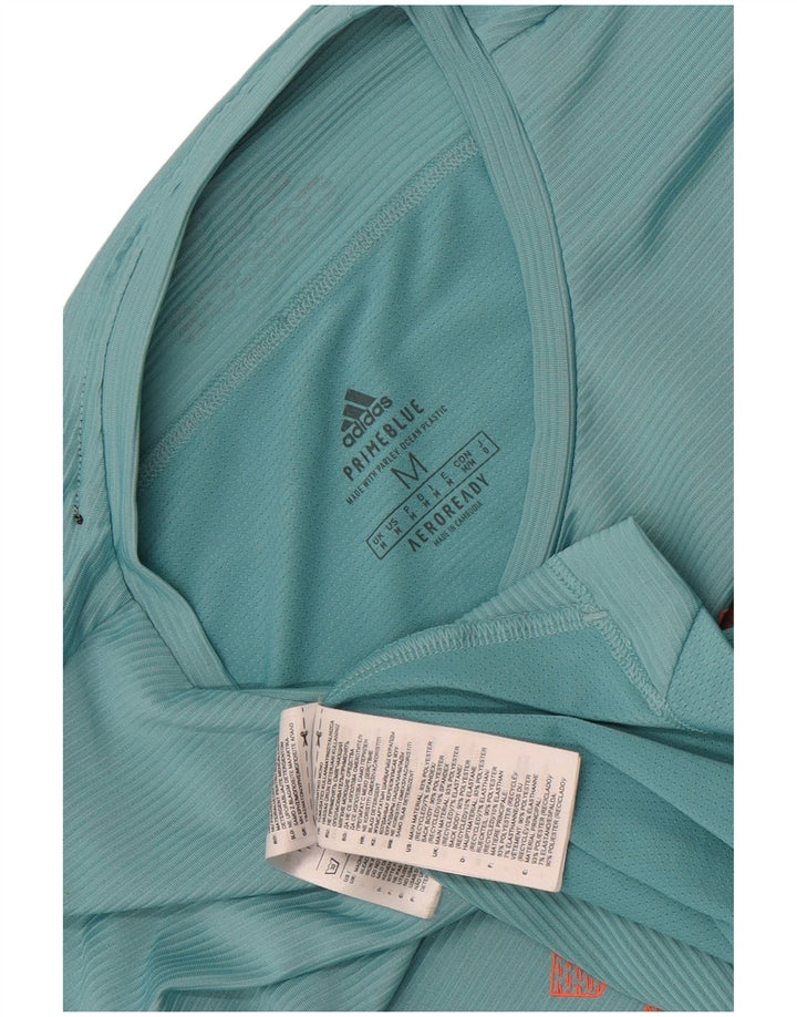 Adidas Mens Aeroready Graphic T-Shirt Top Medium Turquoise Polyester