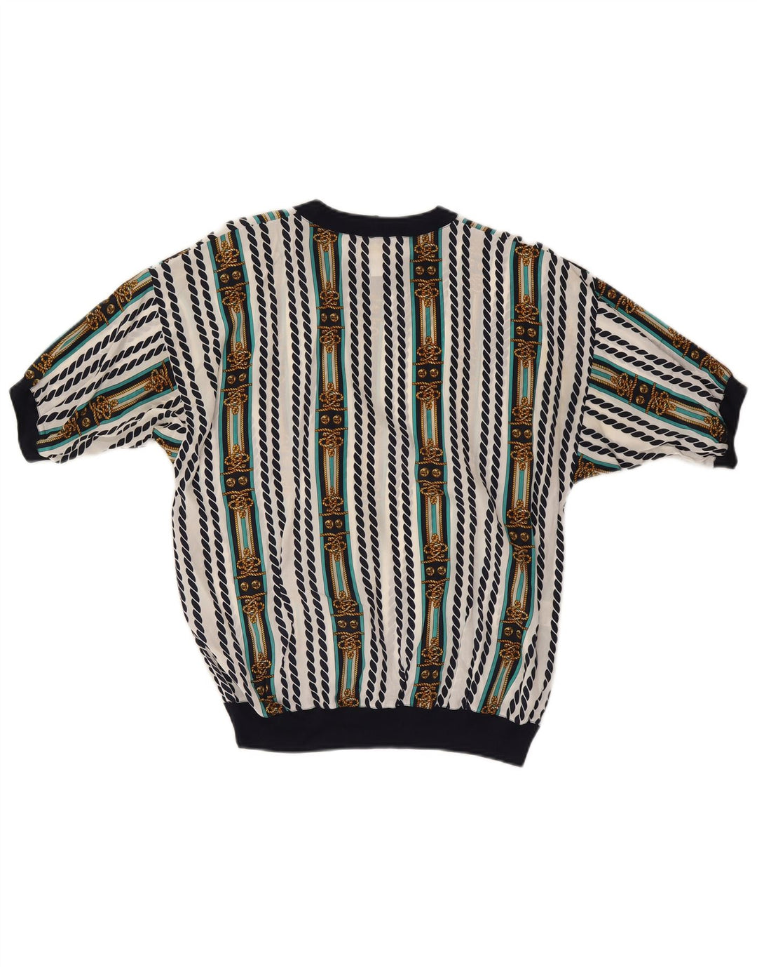 ENNEDI Womens Blouse Top UK 12 Medium White Striped Acetate