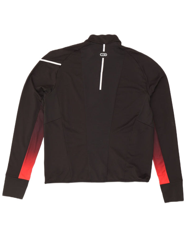 Decathlon Mens Zip Neck Pullover Tracksuit Top XL Black Colourblock