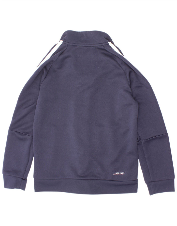 Adidas Boys Aeroready Tracksuit Top Jacket 7-8 Years Navy Blue Polyester