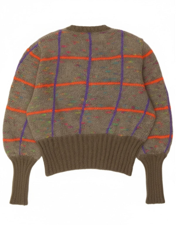 Giorgio Grati Womens Crew Neck Jumper Sweater IT 46 Large Khaki Check