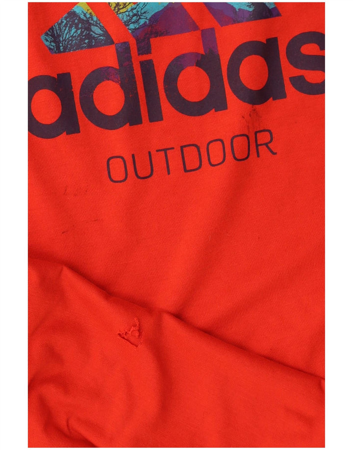 Adidas Mens Graphic Top Long Sleeve UK 40/42 Medium Red Polyester