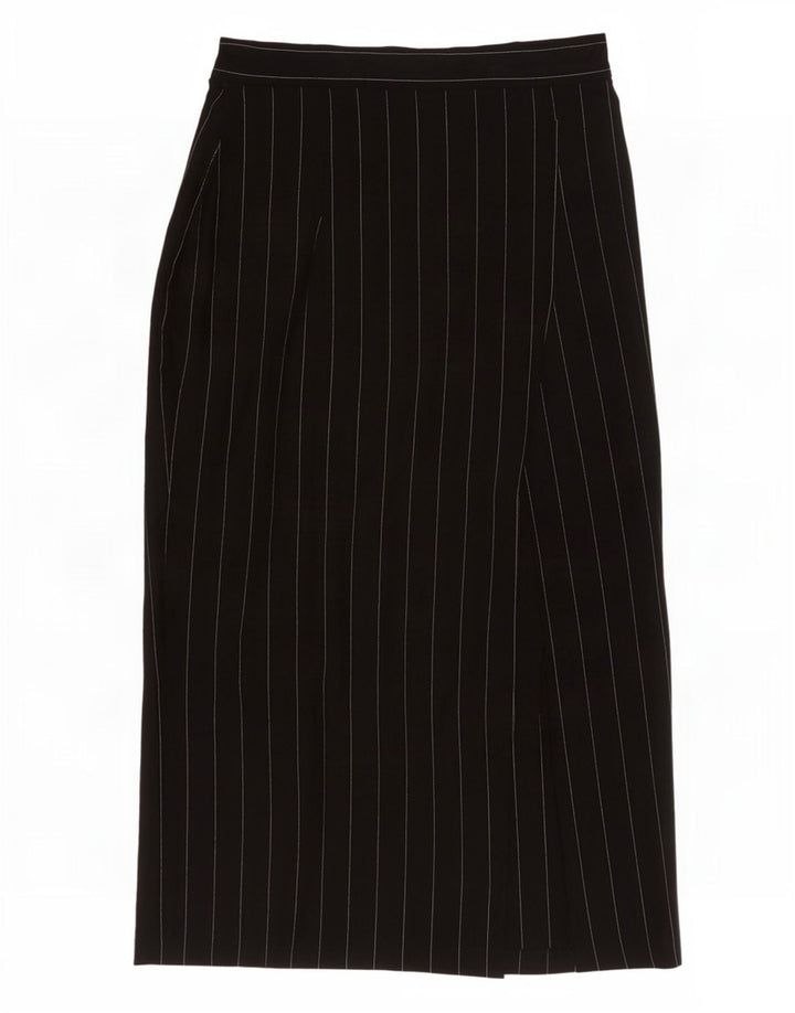 St. Bernard Womens Midi Skirt UK 14 Medium W26 Black Pinstripe Polyester