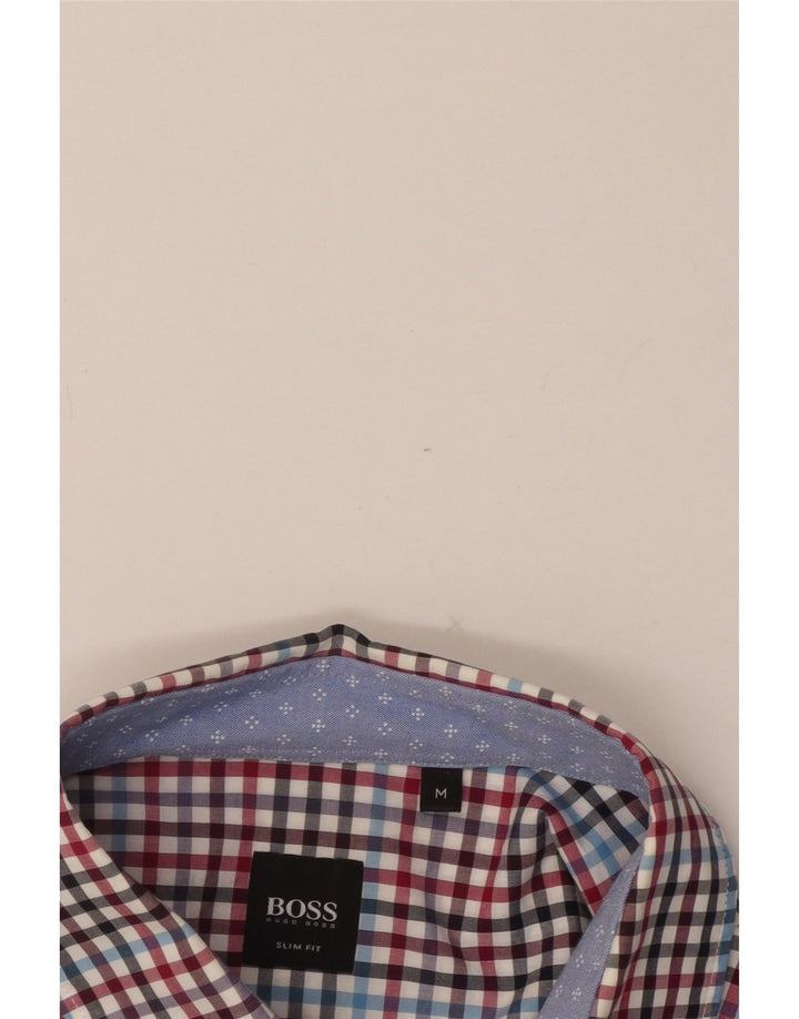 HUGO BOSS Mens Slim Fit Shirt Medium Multicoloured Gingham Cotton
