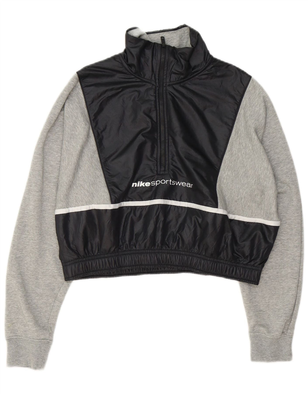 Nike Womens Oversized Crop Sweatshirt Jumper UK 10 Small Grey Colourblock