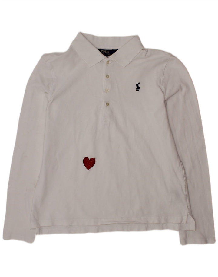 POLO RALPH LAUREN Girls Polo Shirt 12-13 Years Large White Cotton Heart